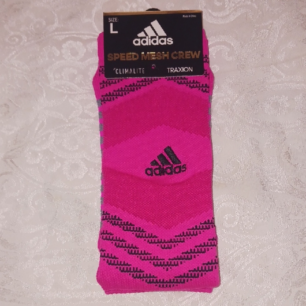 Adidas Pink Speed Mesh Crew Socks